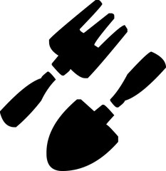 Garden tools vector illustration of hand trowel and fork. 