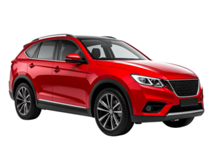 Sporty Red SUV Side Profile with Black Roof and Alloy Wheels, Studio Lighting, Isolated