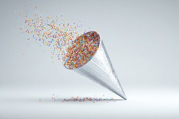 Colorful confetti cone explosion