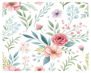 Watercolor floral seamless patterns
