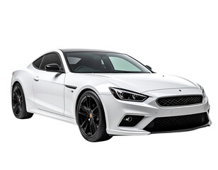 Naklejka premium Luxury White Sports Car Side Profile, Glossy Finish, on White