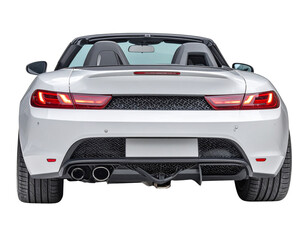 White Convertible Sports Car Rear Three-Quarter Angle, Isolated (3)