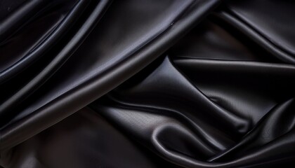 Fototapeta premium black satin fabric drapes in elegant folds