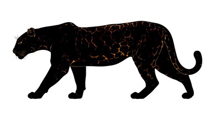 Black panther silhouette, fiery spots