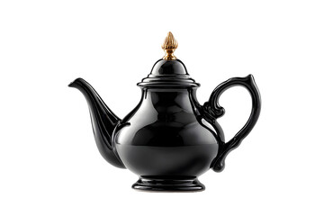 Elegant black ceramic teapot with gold accents, perfect for luxury tea brands and high-end lifestyle