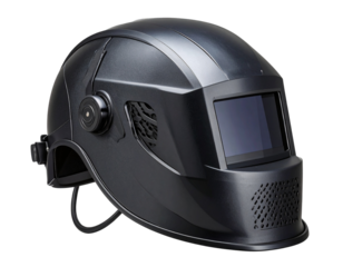 Ergonomic Futuristic Welding Helmet with Vent Details, Isolated on Transparent Background