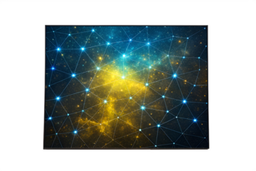 Vibrant nebula with stars isolated on white background