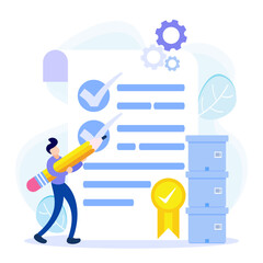 Illustration vector graphic cartoon character of quality control