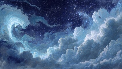 Night sky swirling clouds