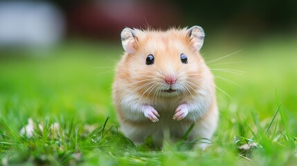 High-resolution image of a chubby hamster rushing through