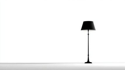 Minimalist Black Floor Lamp on a Bright White Background