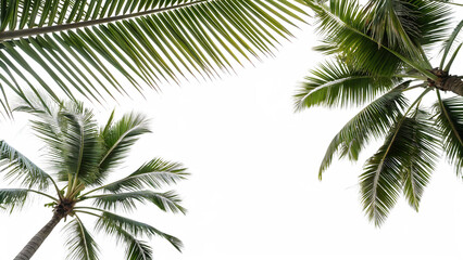 Fototapeta premium Tropical palm fronds with geometric distortion overlay, cut out on PNG. AI GENERATED. 
