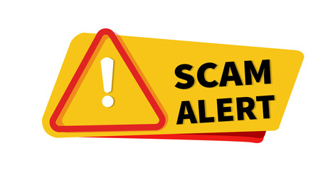 Scam Alert Yellow Warning Sign on a Transparent  Background