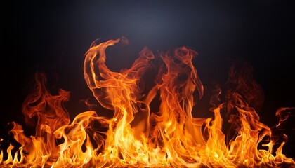 fiery flames against a dark background