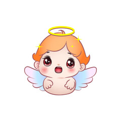 Cute vector illustration of an angry angel baby