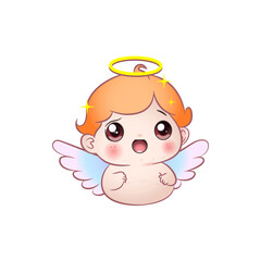 Cute vector illustration of an surprised angel baby