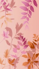 pastel-colored background with various pink and orange leaves