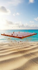 Fototapeta premium A wooden board is on the sand