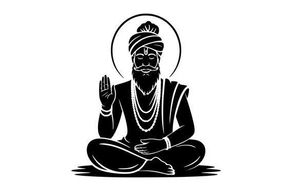 "Ramakrishna Paramhansa Silhouette Vector Illustration"