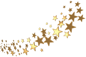 Golden stars swirl on transparent background, elegant and festive design. background removed