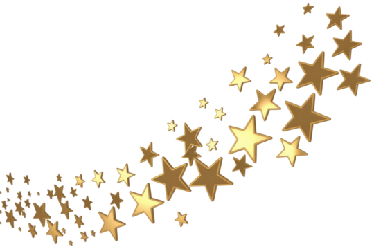 Golden stars swirl on transparent background, elegant and festive design. background removed