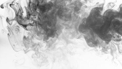 PNG black smoke floating sideways in slow motion, symbolizing calm, balance, and gentle elegance, perfect for abstract art, peaceful visuals