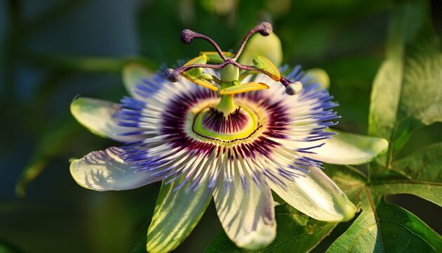 close up of a passionflower or passifloraceae in bloom at the conservatory