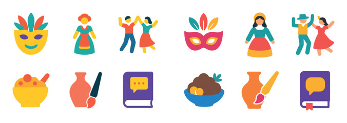 Fototapeta premium Colorful Travel Icons