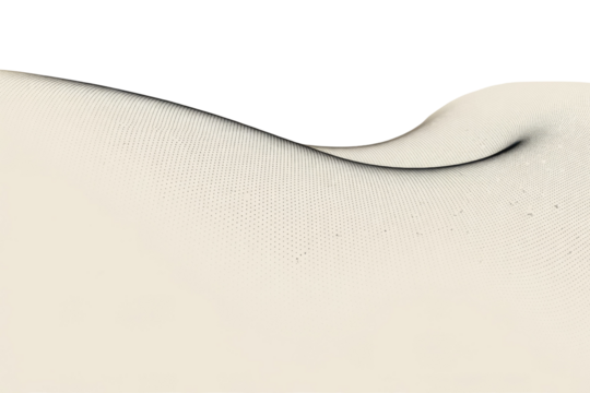 Abstract beige wave pattern on transparent background, created with tiny dots, forming a flowing, elegant design. background removed
