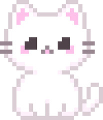 Obraz premium White Cat Pixel Art