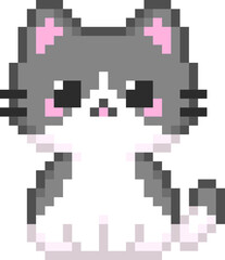 Black and White Cat Pixel Art