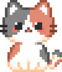 Calico Black and Brown Cat Pixel Art