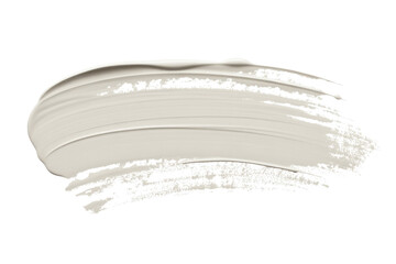A single, light grey paint stroke, textured and opaque, isolated on a transparent background. background removed