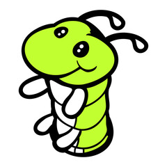 Caterpillar Ground Hole Cute Smiles Friendly Happy