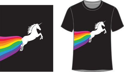 Funny unicorn rainbow fart t-shirt design with product mockup
Pride unicorn with rainbow graphic for t-shirt printing vector
Humorous unicorn silhouette with rainbow, printable apparel graphic