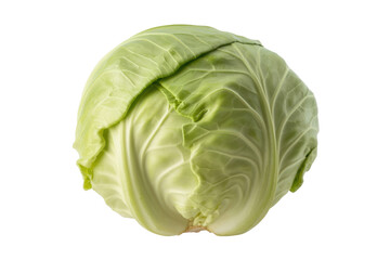 Fototapeta premium A whole, green cabbage, isolated on a transparent background. Fresh and healthy vegetable. background removed