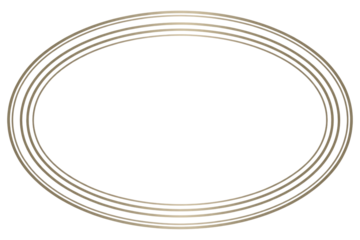 Elegant oval frame with four concentric beige lines on a transparent background, ideal for design projects. background removed