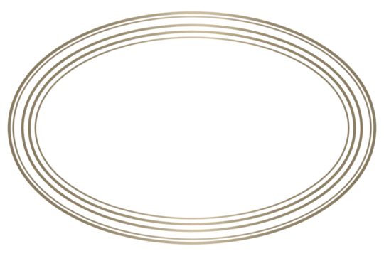 Elegant oval frame with four concentric beige lines on a transparent background, ideal for design projects. background removed