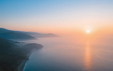 Naklejka premium sunrise over the river