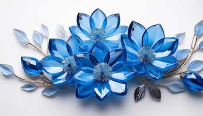 Fototapeta premium a cluster of blue crystal flowers arranged artistically on a white background