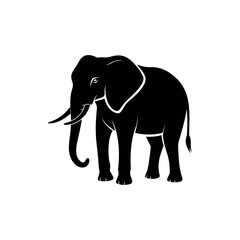 Silhouette of a powerful elephant standing on a white background illustration vector art