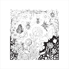 Fototapeta premium insects vector art black and white