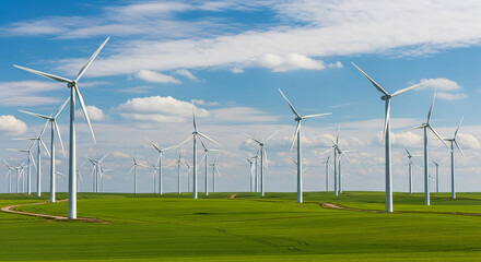 wind turbine on green field