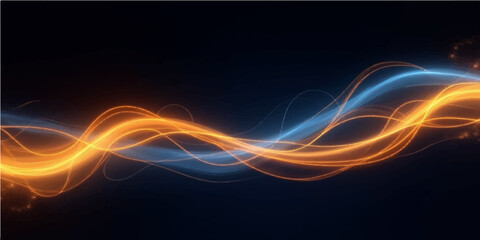 Fototapeta premium Colorful, flowing lines create a dynamic, abstract light wave design for a modern technology background