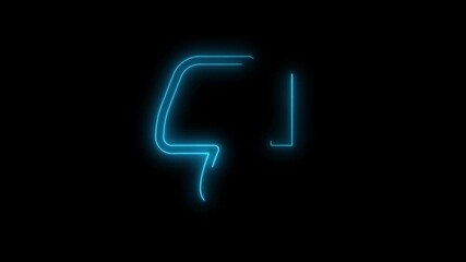 A neon blue "thumbs down" or "dislike" icon, - Powered by Adobe