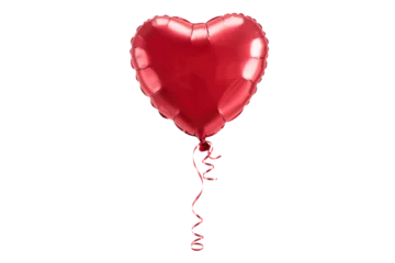 Fototapeten Ballon A single red heart-shaped balloon with a curled ribbon, isolated on a transparent background. background removed  © darshika