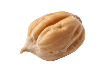 Close-up of a single, beige chickpea against a transparent background. background removed