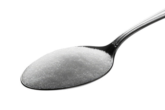 A spoonful of granulated white sugar, isolated on a transparent background. background removed