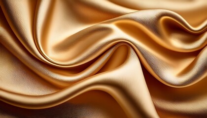 Obraz premium beige soft fabric shiny gold material wavy surface abstract folds and curves background luxury texture
