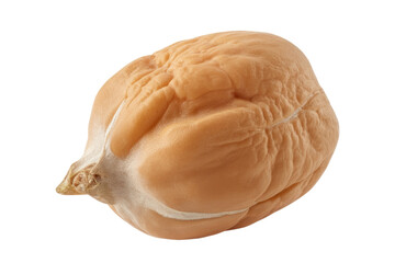 Close-up of a single, light brown chickpea seed, isolated on a transparent background. background removed